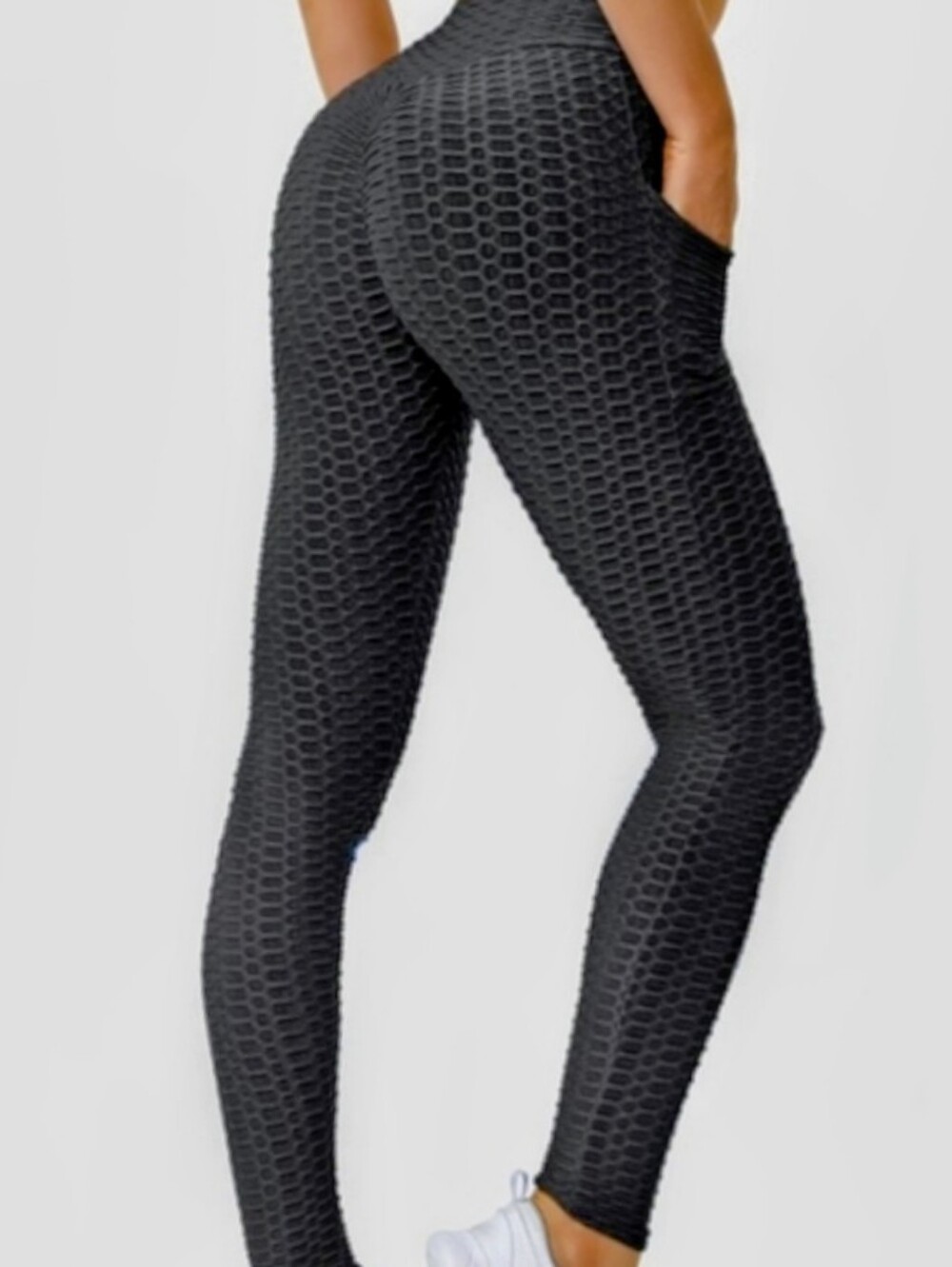 Otos Women’s Black Honeycomb Design Butt Lifting Leggings Size Large